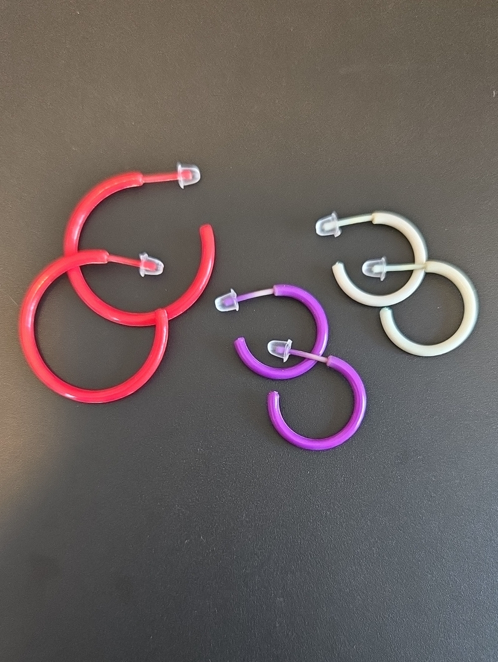 Colorful Lightweight Hoop Earring Set 3 pairs